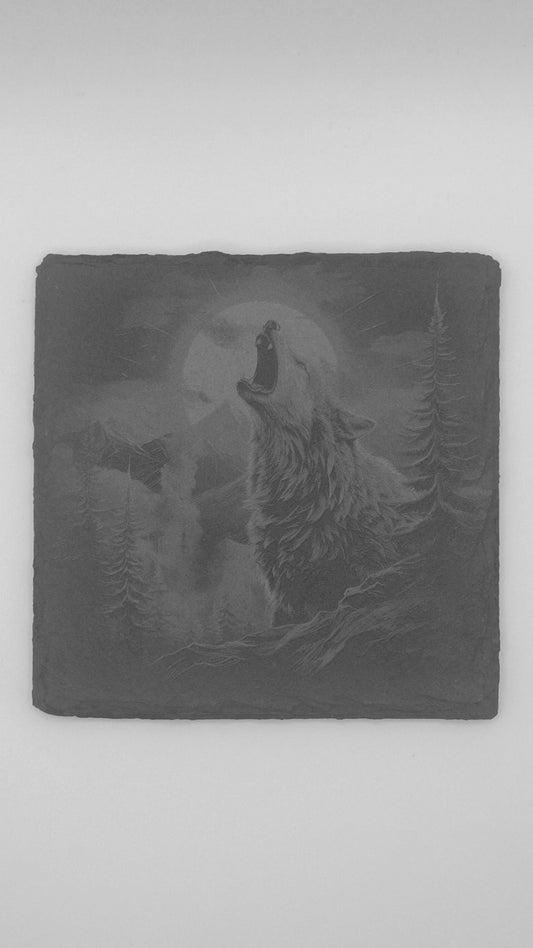 Wolf Slate Coaster 4 Pack